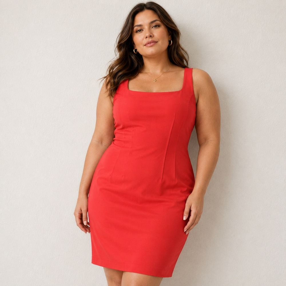 Kobi Halperin Mariola Dress Sleeveless Square Neck Womens Orange 14 NWT